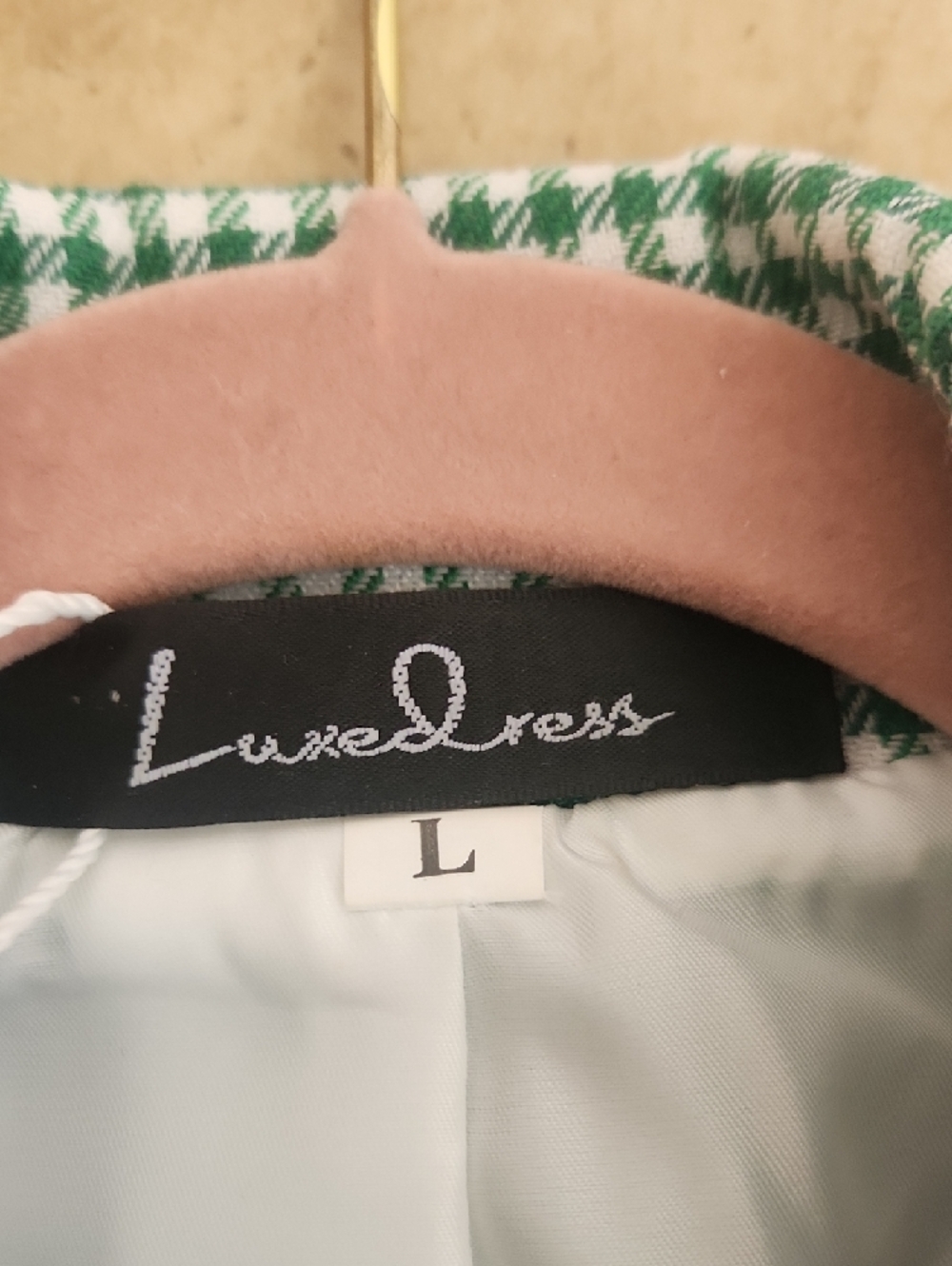 NWT -Luxedress /Loulou Studio Emerald Green Gingham Check Double-Breasted Blazer - Picture 3 of 10